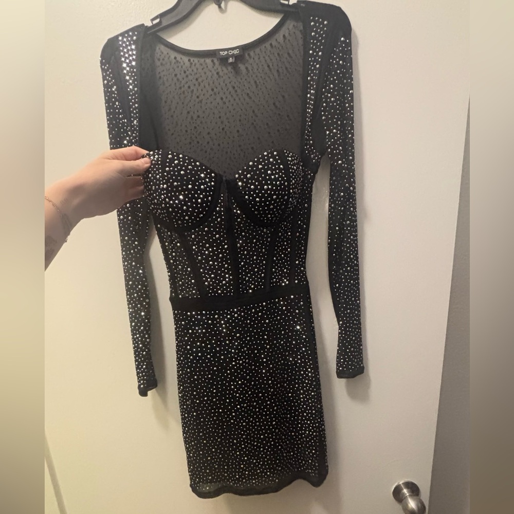Top Chic Black Sheer Polka Dot Blouse
